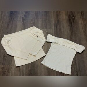 Old Navy Cream Long Sleeve and Ribbed Tube Top Set